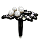 Vintage Engagement Rings TK2138 Black - Stainless Steel Ring with Synthetic