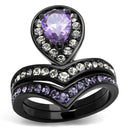 Silver Jewelry Rings Vintage Engagement Rings TK2186 Black - Stainless Steel Ring with CZ Alamode Fashion Jewelry Outlet