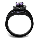 Vintage Engagement Rings TK2186 Black - Stainless Steel Ring with CZ