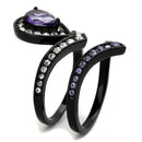 Vintage Engagement Rings TK2186 Black - Stainless Steel Ring with CZ