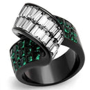 Vintage Engagement Rings TK2199 Black - Stainless Steel Ring with Synthetic