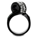 Vintage Engagement Rings TK2199 Black - Stainless Steel Ring with Synthetic