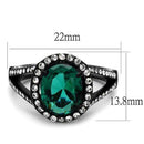 Vintage Engagement Rings TK2202 Black - Stainless Steel Ring with Synthetic