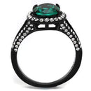Vintage Engagement Rings TK2202 Black - Stainless Steel Ring with Synthetic