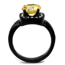 Vintage Engagement Rings TK2208 Black - Stainless Steel Ring with CZ
