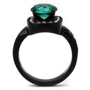 Vintage Engagement Rings TK2209 Black - Stainless Steel Ring with Synthetic