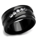 Vintage Engagement Rings TK2210 Black - Stainless Steel Ring with CZ