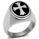 Vintage Engagement Rings TK714 Stainless Steel Ring with Epoxy in Jet