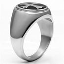 Silver Jewelry Rings Vintage Engagement Rings TK714 Stainless Steel Ring with Epoxy in Jet Alamode Fashion Jewelry Outlet
