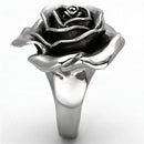 Silver Jewelry Rings Vintage Engagement Rings TK923 Stainless Steel Ring with Epoxy in Jet Alamode Fashion Jewelry Outlet