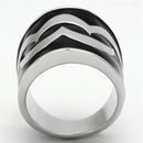 Silver Jewelry Rings Vintage Engagement Rings TK926 Stainless Steel Ring with Epoxy in Jet Alamode Fashion Jewelry Outlet