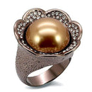 Silver Jewelry Rings Vintage Gold Rings LO1691 Chocolate Gold Brass Ring with Synthetic in Brown Alamode Fashion Jewelry Outlet