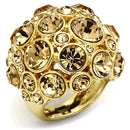 Vintage Gold Rings LO2463 Gold Brass Ring with Top Grade Crystal