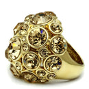 Vintage Gold Rings LO2463 Gold Brass Ring with Top Grade Crystal