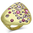 Vintage Gold Rings LO2534 Gold & Brush Brass Ring with Top Grade Crystal