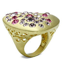 Vintage Gold Rings LO2534 Gold & Brush Brass Ring with Top Grade Crystal
