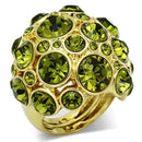 Vintage Gold Rings LO2544 Gold Brass Ring with Crystal in Olivine color
