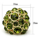 Vintage Gold Rings LO2544 Gold Brass Ring with Crystal in Olivine color