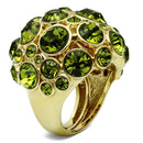 Vintage Gold Rings LO2544 Gold Brass Ring with Crystal in Olivine color
