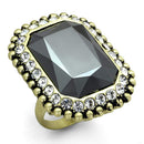 Silver Jewelry Rings Vintage Gold Rings LO3511 Gold & Brush Brass Ring with Crystal in Hematite Alamode Fashion Jewelry Outlet