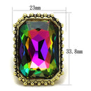 Vintage Gold Rings LO3531 Gold Brass Ring with Top Grade Crystal in Peacock