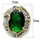 Silver Jewelry Rings Vintage Gold Rings LO3588 Flash Gold Brass Ring with Synthetic in Emerald Alamode Fashion Jewelry Outlet