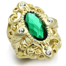 Silver Jewelry Rings Vintage Gold Rings LO3665 Gold & Brush Brass Ring with Synthetic in Emerald Alamode Fashion Jewelry Outlet