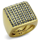 Silver Jewelry Rings Vintage Gold Rings LO3896 Gold & Brush Brass Ring with Crystal in Hematite Alamode Fashion Jewelry Outlet
