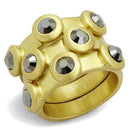 Silver Jewelry Rings Vintage Gold Rings LO3917 Gold & Brush Brass Ring with Crystal in Hematite Alamode Fashion Jewelry Outlet