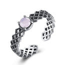 Silver Jewelry Rings Vintage Style Women Sterling Silver Gemsotne Adjustable Ring TIY