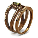 Wedding Ring Sets TK2956 Coffee light Stainless Steel Ring in Olivine color