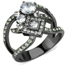 Wedding Rings TK3690 Light Black (Gun) Stainless Steel Ring with CZ