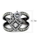 Wedding Rings TK3690 Light Black (Gun) Stainless Steel Ring with CZ