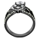 Wedding Rings TK3690 Light Black (Gun) Stainless Steel Ring with CZ