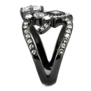 Wedding Rings TK3690 Light Black (Gun) Stainless Steel Ring with CZ