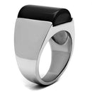 Silver Jewelry Rings Wedding Rings TK379 Stainless Steel Ring with Semi-Precious in Jet Alamode Fashion Jewelry Outlet