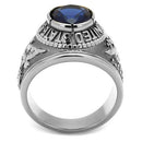 Silver Jewelry Rings Wedding Rings TK414708 Stainless Steel Ring with Synthetic in Sapphire Alamode Fashion Jewelry Outlet