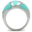 Wedding Rings TK509 Stainless Steel Ring with Epoxy in Turquoise