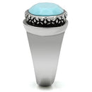 Wedding Rings TK525 Stainless Steel Ring with Synthetic in Sea Blue
