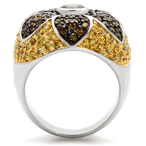 Yellow Gold Ring 0W154 Rhodium+Gold+ Ruthenium Brass Ring with AAA Grade CZ