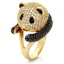 Yellow Gold Ring 0W182 Gold+Ruthenium Brass Ring with AAA Grade CZ