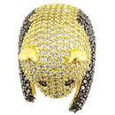 Yellow Gold Ring 0W182 Gold+Ruthenium Brass Ring with AAA Grade CZ