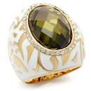 Yellow Gold Ring 0W200 Gold Brass Ring with AAA Grade CZ in Olivine color