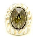 Yellow Gold Ring 0W200 Gold Brass Ring with AAA Grade CZ in Olivine color