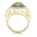 Yellow Gold Ring 0W200 Gold Brass Ring with AAA Grade CZ in Olivine color