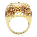 Yellow Gold Ring 0W203 Matte Gold & Gold Brass Ring with AAA Grade CZ