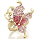Yellow Gold Ring 0W289 Gold Brass Ring with Top Grade Crystal