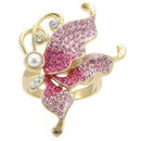 Yellow Gold Ring 0W289 Gold Brass Ring with Top Grade Crystal
