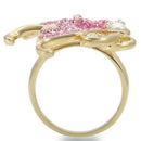 Yellow Gold Ring 0W289 Gold Brass Ring with Top Grade Crystal