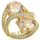 Yellow Gold Ring 0W314 Gold Brass Ring with AAA Grade CZ in Champagne